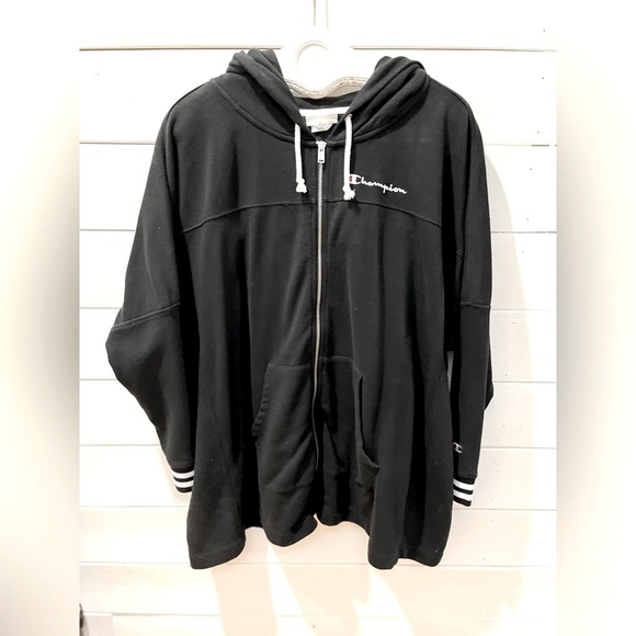 🖤Champion oversized black full-zip hoodie, size S/M — fits very large. - Picture 1 of 9